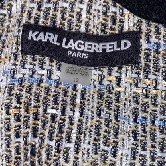 Karl Lagerfeld Paris Tweed long button blazer excellent like new condition 12